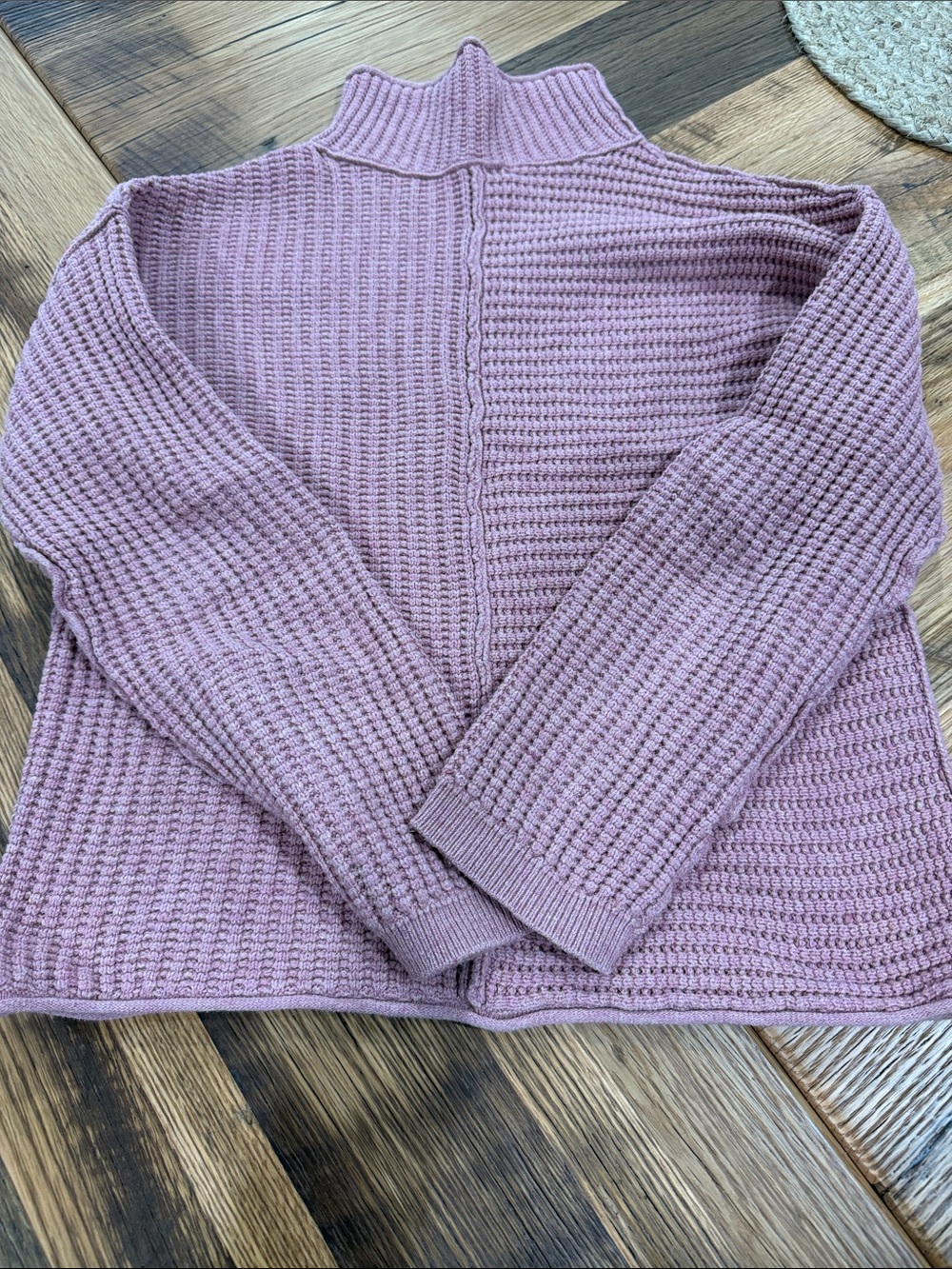 Sonoma Waffle Knit Funnel Neck Sweater - Dusty Mauve